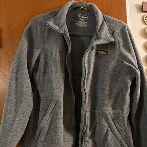 LL Bean Women's Mountain Classic Fleece Jacket, M petite, charcoal heather gray